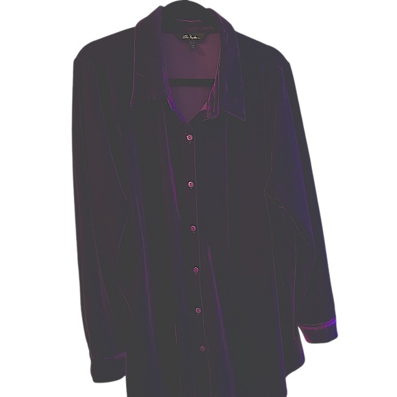 Ulla Popken  deep purple velour shirt in size 20 - Picture 7 of 7